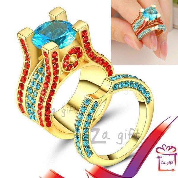 Female: Multi-Color Aquamarine Rings  - 3 - Rings  on Aster Vender