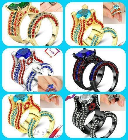 Female: Multi-Color Aquamarine Rings  - 1 - Rings  on Aster Vender